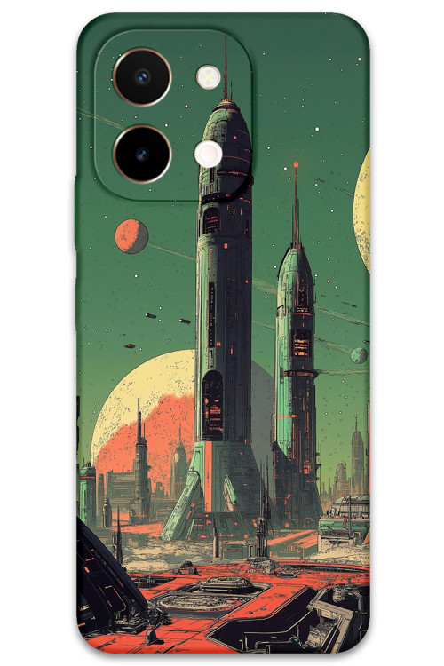 Vivo Y28 Uyumlu Uzay Desenli Telefon Kılıfı + Ekran Koruyucu - 5870