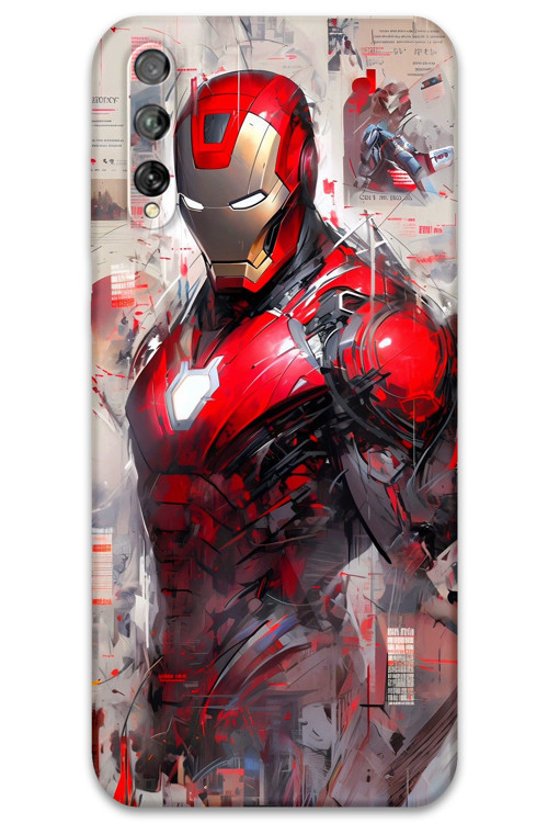 Huawei P Smart S Uyumlu İronman Desenli Telefon Kılıfı + Ekran Koruyucu - 5828