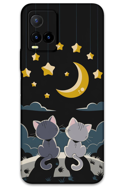 Vivo Y32 Uyumlu Kedi Desenli Telefon Kılıfı + Ekran Koruyucu - 5809