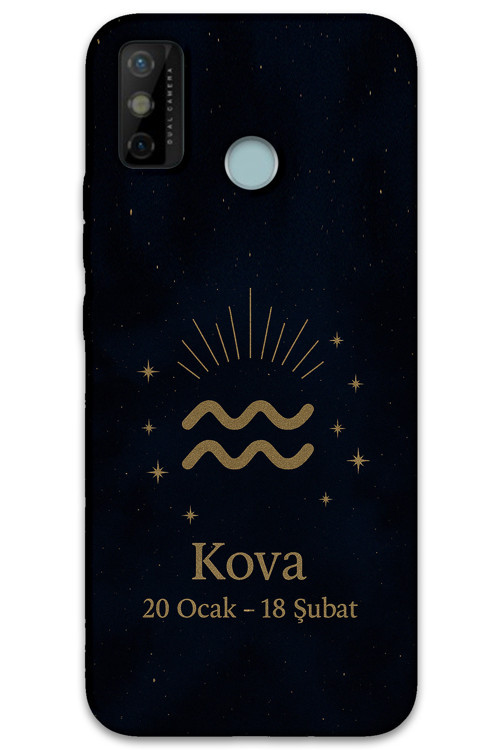 Tecno Spark 6 Go Uyumlu Kova Burcu Desenli Telefon Kılıfı + Ekran Koruyucu - 5778