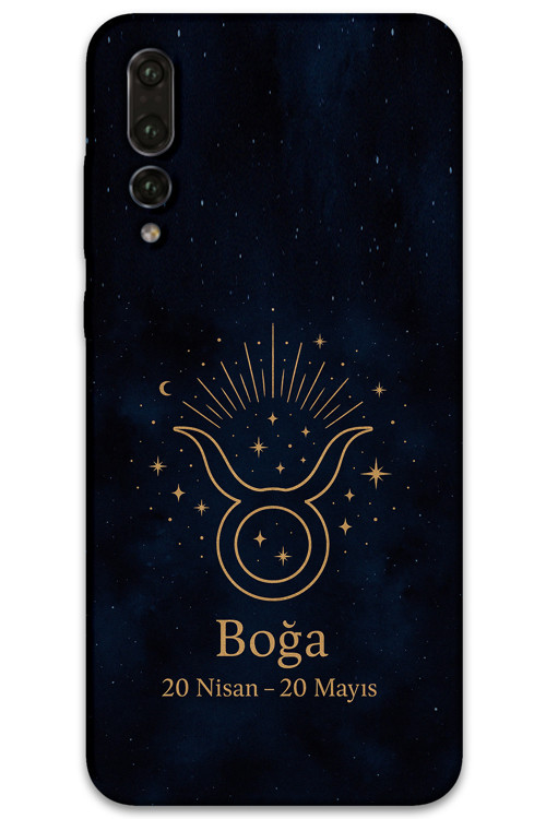 Huawei P20 Pro Uyumlu Boğa Burcu Desenli Telefon Kılıfı + Ekran Koruyucu - 5769