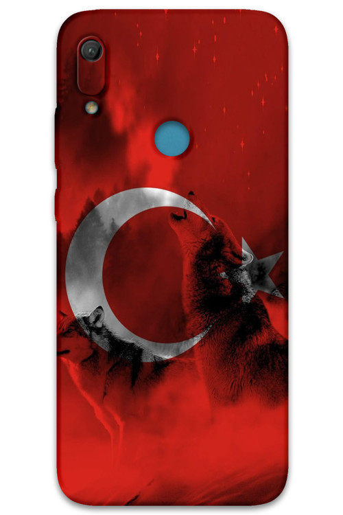 Huawei Y6S Uyumlu Türk Bayrağı Desenli Telefon Kılıfı + Ekran Koruyucu - 5854