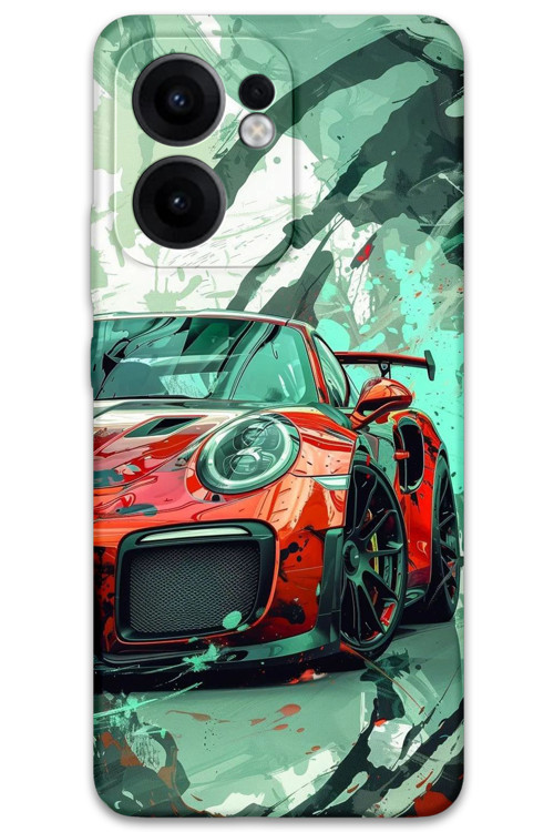Oppo Reno 13F 5G Uyumlu Araba Desenli Telefon Kılıfı + Ekran Koruyucu - 5765