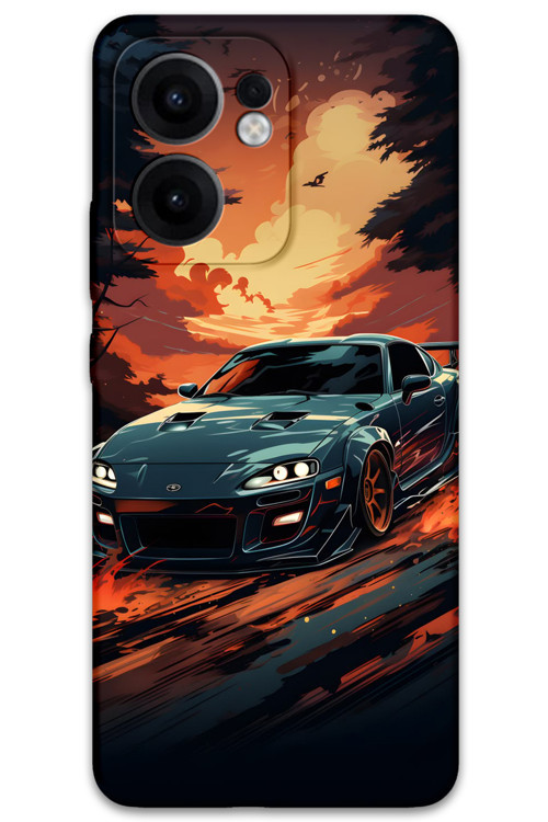Oppo Reno 13F 5G Uyumlu Araba Desenli Telefon Kılıfı + Ekran Koruyucu - 5766