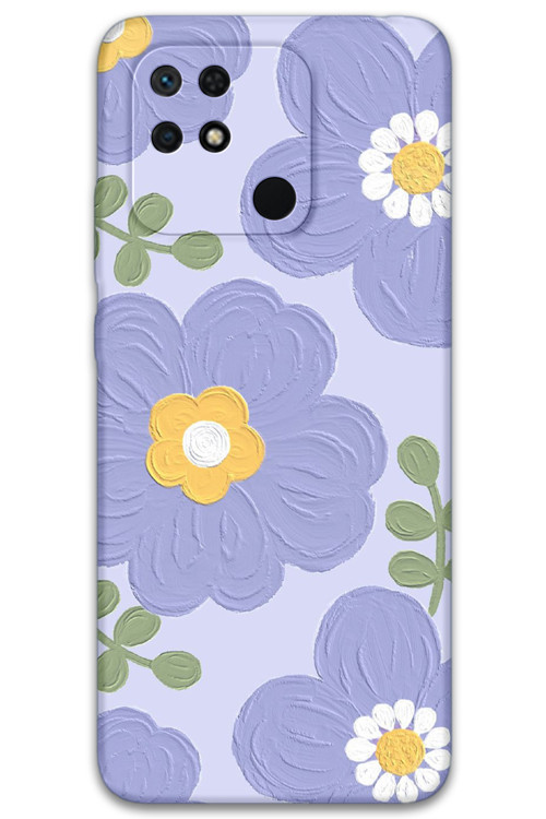 Poco C40 Uyumlu Çiçek Desenli Telefon Kılıfı + Ekran Koruyucu - 5799