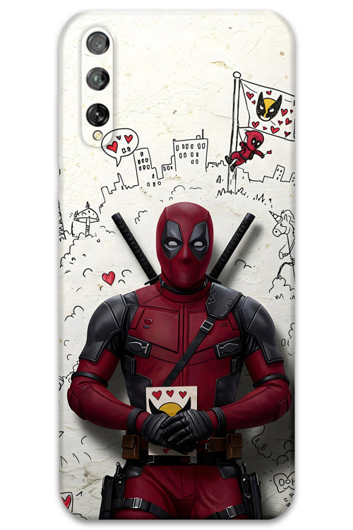 Huawei P Smart S Uyumlu Deadpool Desenli Telefon Kılıfı + Ekran Koruyucu - 5927