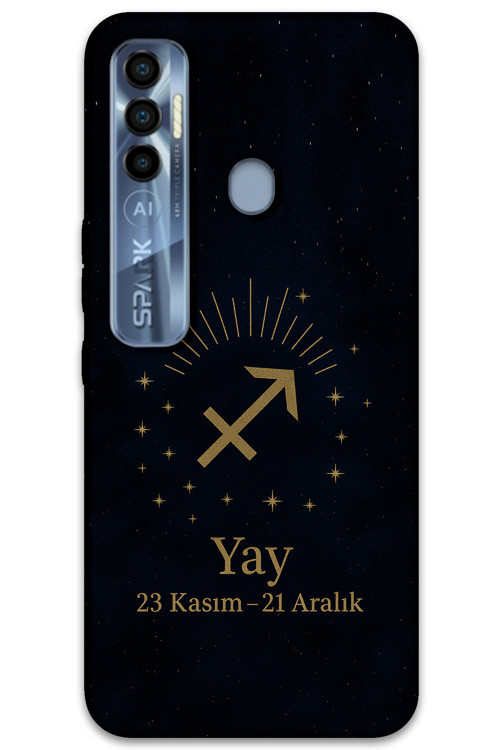 Tecno Spark 7 Pro Uyumlu Yay Burcu Desenli Telefon Kılıfı + Ekran Koruyucu - 5776