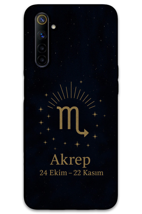 Realme 6 Uyumlu Akrep Burcu Desenli Telefon Kılıfı + Ekran Koruyucu - 5775