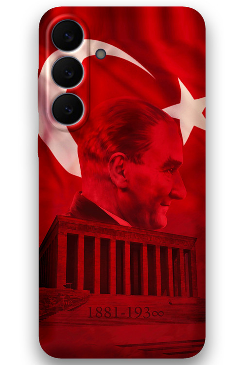 Galaxy S25 Fe Uyumlu Atatürk Desenli Telefon Kılıfı + Ekran Koruyucu - 5848