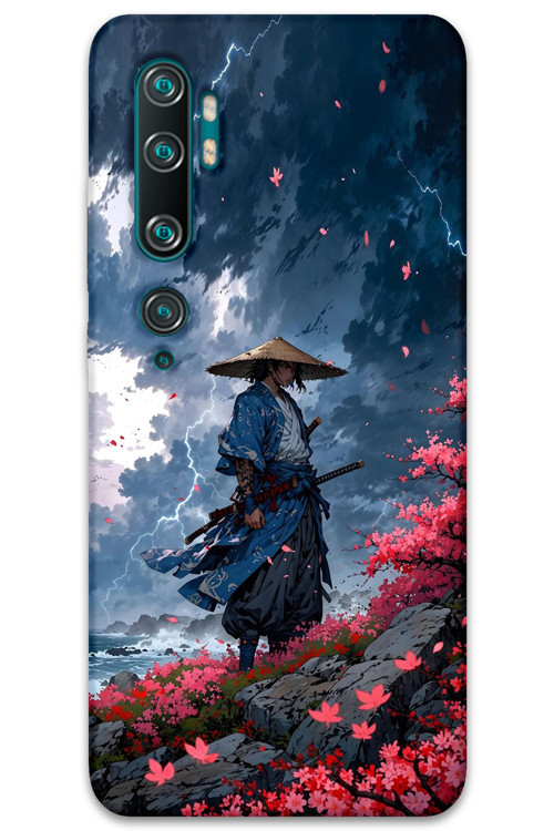Xiaomi Mi Note 10 Uyumlu Samuray Desenli Telefon Kılıfı + Ekran Koruyucu - 5825