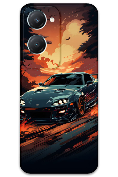 Vivo Y18 Uyumlu Araba Desenli Telefon Kılıfı + Ekran Koruyucu - 5766