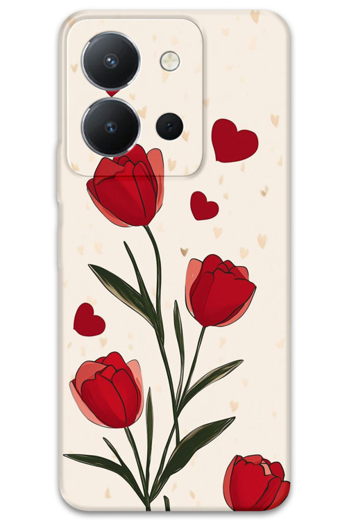 Vivo Y36 Uyumlu Çiçek Desenli Telefon Kılıfı + Ekran Koruyucu - 5789