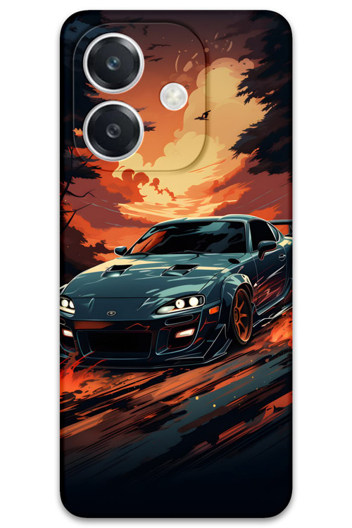 Oppo A3 Uyumlu Araba Desenli Telefon Kılıfı + Ekran Koruyucu - 5766