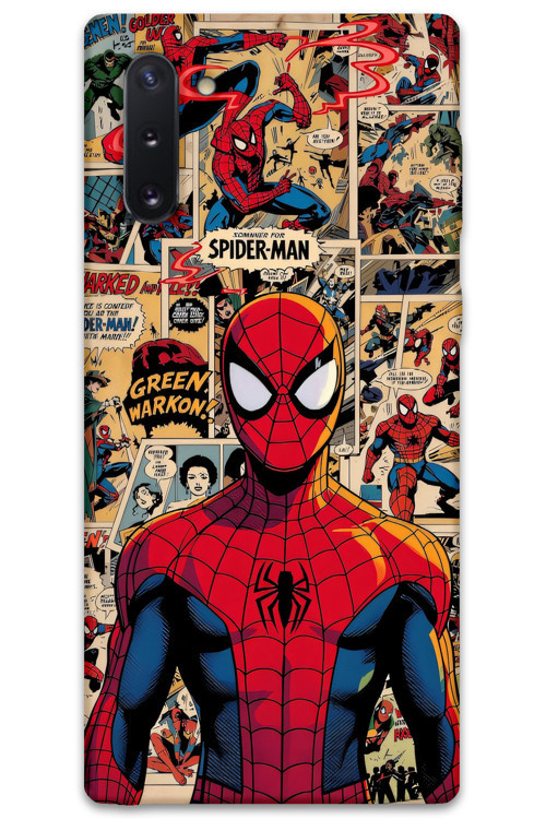Galaxy Note 10 Uyumlu Spiderman Desenli Telefon Kılıfı + Ekran Koruyucu - 5934