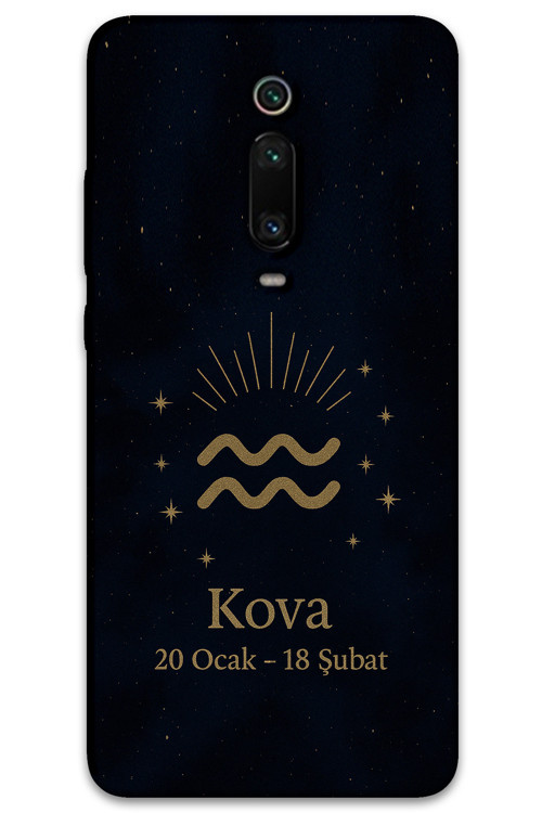 Xiaomi Mi 9T Uyumlu Kova Burcu Desenli Telefon Kılıfı + Ekran Koruyucu - 5778