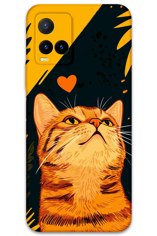 Vivo Y32 Uyumlu Kedi Desenli Telefon Kılıfı + Ekran Koruyucu - 5783