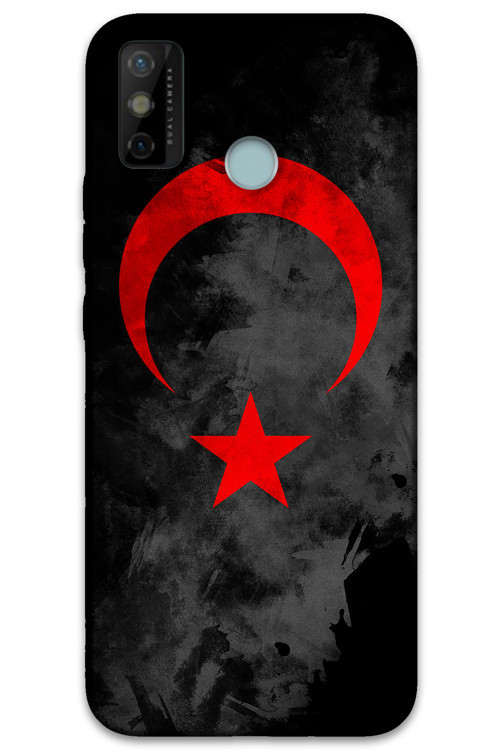 Tecno Spark 6 Go Uyumlu Türk Bayrağı Desenli Telefon Kılıfı + Ekran Koruyucu - 5852