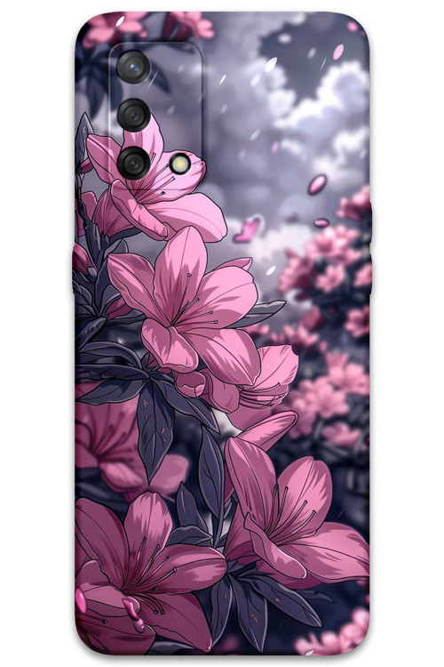 Oppo A74 Uyumlu Çiçek Desenli Telefon Kılıfı + Ekran Koruyucu - 5796