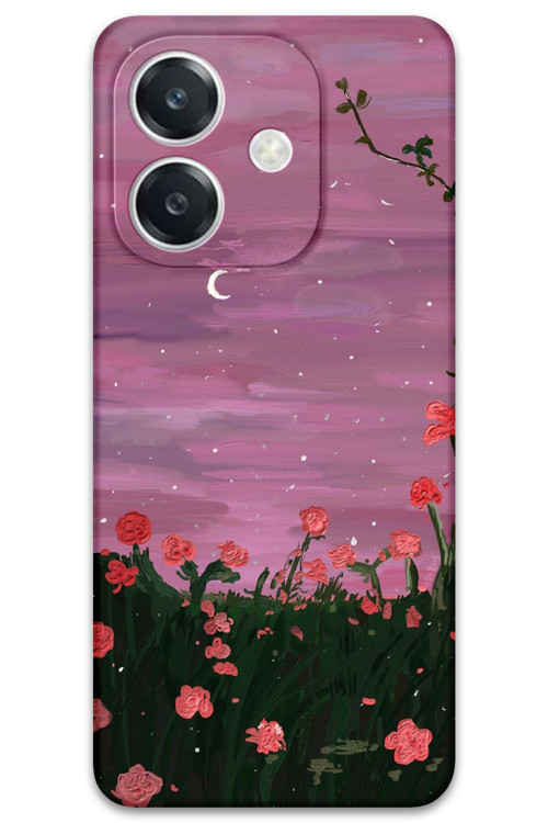 Oppo A3 Uyumlu Çiçek Desenli Telefon Kılıfı + Ekran Koruyucu - 5793