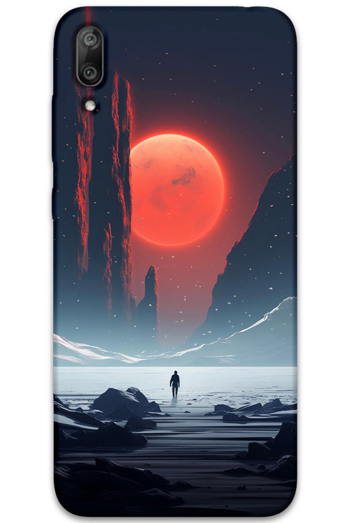 Huawei Y7 Prime 2019 Uyumlu Uzay Desenli Telefon Kılıfı + Ekran Koruyucu - 5861