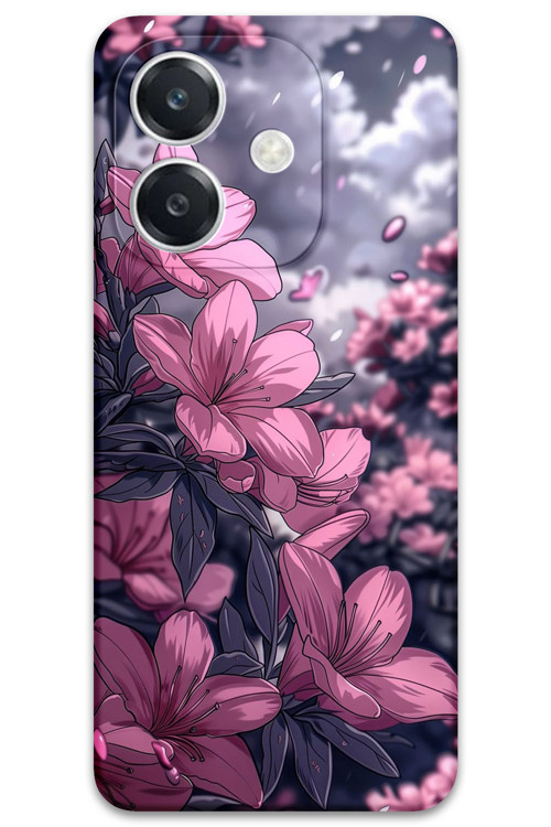 Oppo A3 Uyumlu Çiçek Desenli Telefon Kılıfı + Ekran Koruyucu - 5796