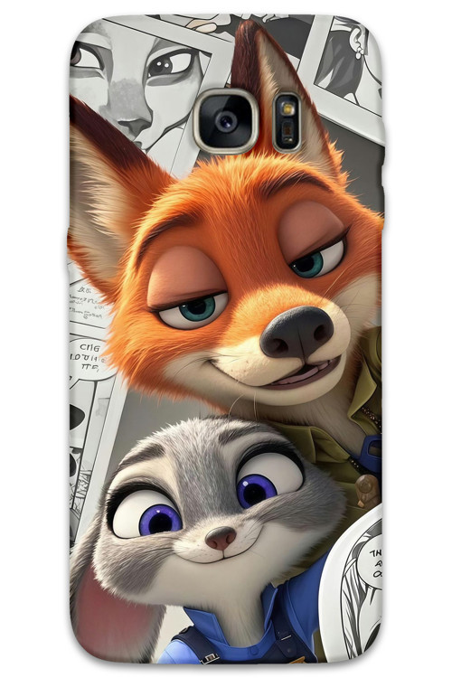 Galaxy S7 Edge Uyumlu Zootopia Desenli Telefon Kılıfı + Ekran Koruyucu - 5942