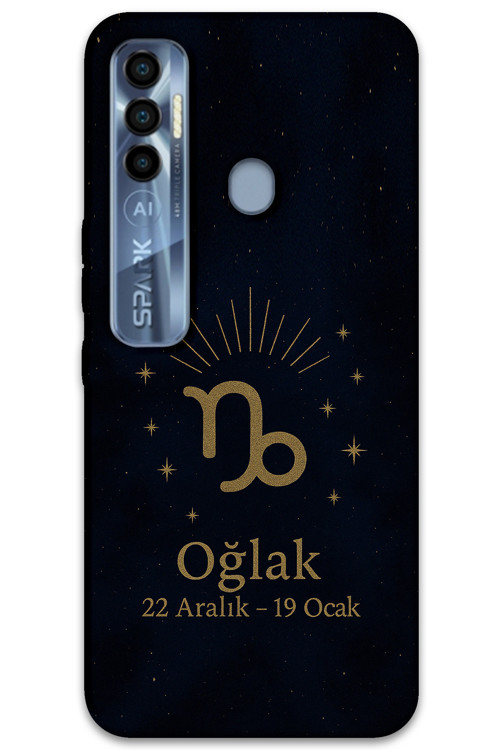 Tecno Spark 7 Pro Uyumlu Oğlak Burcu Desenli Telefon Kılıfı + Ekran Koruyucu - 5777