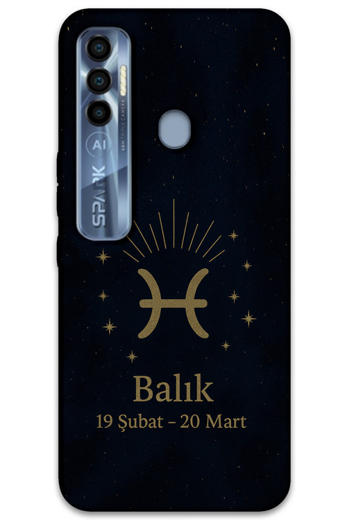Tecno Spark 7 Pro Uyumlu Balık Burcu Desenli Telefon Kılıfı + Ekran Koruyucu - 5779