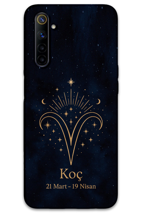 Realme 6 Uyumlu Koç Burcu Desenli Telefon Kılıfı + Ekran Koruyucu - 5768