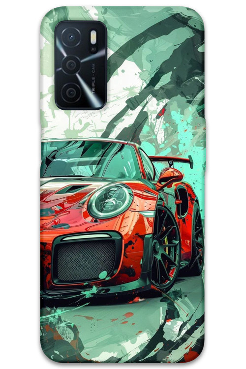 Oppo A55 Uyumlu Araba Desenli Telefon Kılıfı + Ekran Koruyucu - 5765