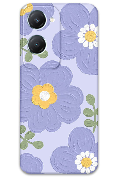 Vivo Y18 Uyumlu Çiçek Desenli Telefon Kılıfı + Ekran Koruyucu - 5799