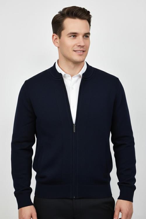 Erkek Hakim Yaka Astarlı Triko Fermuarlı Mont BGL-ST04832