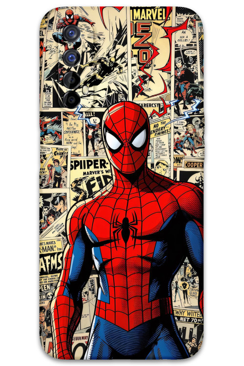 Realme 7 Uyumlu Spiderman Desenli Telefon Kılıfı + Ekran Koruyucu - 5931