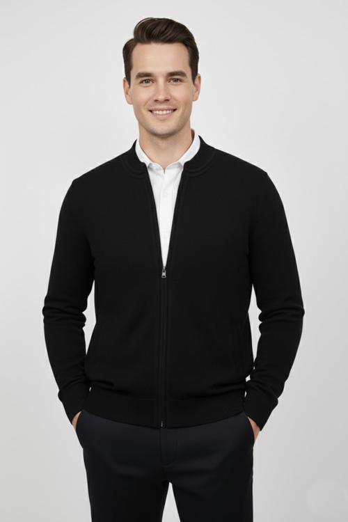 Erkek Hakim Yaka Astarlı Triko Fermuarlı Mont BGL-ST04832