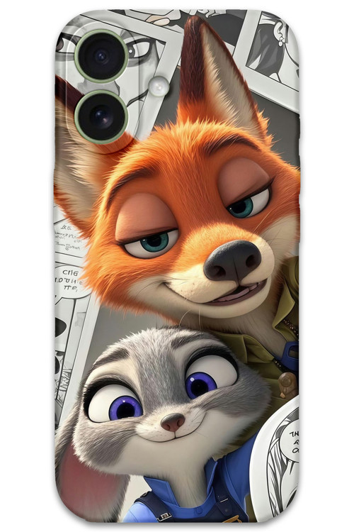 İphone 16 Plus Uyumlu Zootopia Desenli Telefon Kılıfı + Ekran Koruyucu - 5942