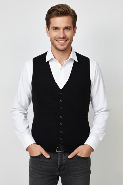 Erkek Spor Düğmeli Yelek Çelik Örgü Regular Kalıp BGL-ST04837