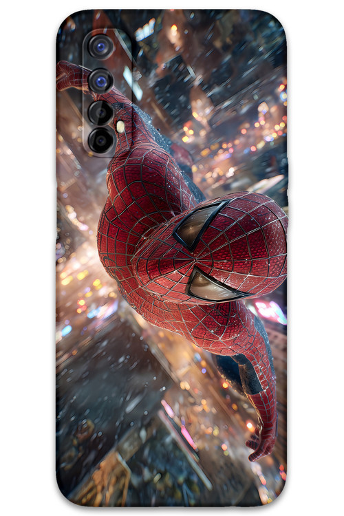 Realme 7 Uyumlu Spiderman Desenli Telefon Kılıfı + Ekran Koruyucu - 5935