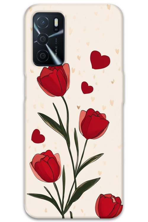 Oppo A55 Uyumlu Çiçek Desenli Telefon Kılıfı + Ekran Koruyucu - 5789