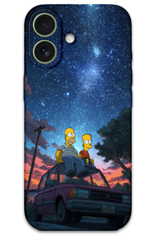İphone 16 Plus Uyumlu Simpson Desenli Telefon Kılıfı + Ekran Koruyucu - 5937