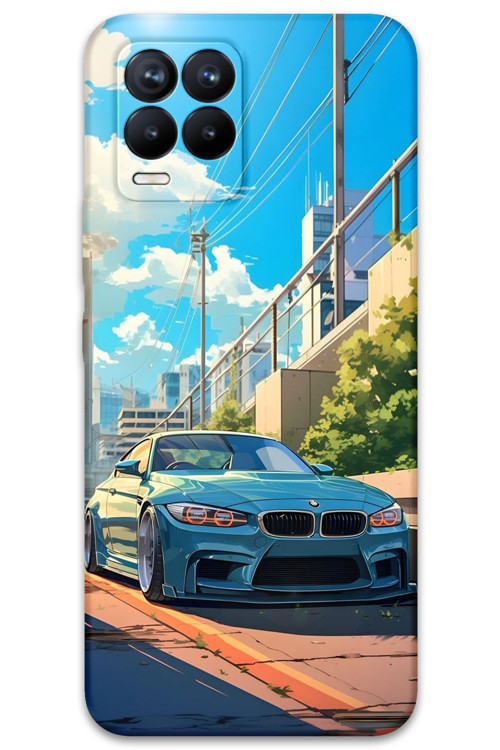 Realme 8 Uyumlu Araba Desenli Telefon Kılıfı + Ekran Koruyucu - 5760
