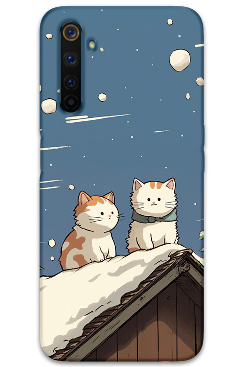Realme 6 Pro Uyumlu Kedi Desenli Telefon Kılıfı + Ekran Koruyucu - 5780