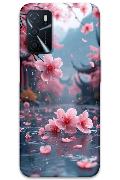 Oppo A55 Uyumlu Çiçek Desenli Telefon Kılıfı + Ekran Koruyucu - 5794
