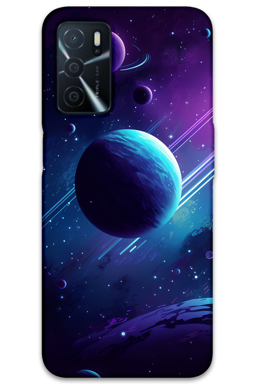 Oppo A55 Uyumlu Uzay Desenli Telefon Kılıfı + Ekran Koruyucu - 5866