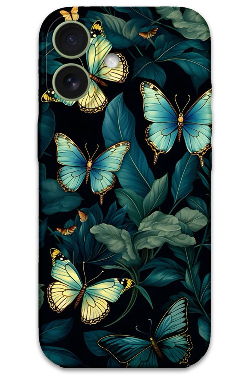İphone 16 Plus Uyumlu Kelebek Desenli Telefon Kılıfı + Ekran Koruyucu - 5791