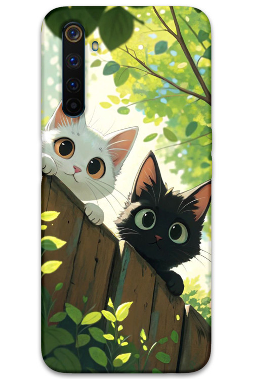 Realme 6 Pro Uyumlu Kedi Desenli Telefon Kılıfı + Ekran Koruyucu - 5785