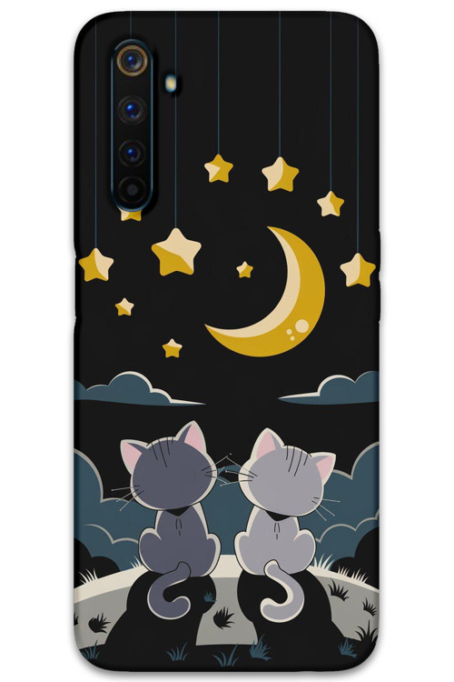 Realme 6 Pro Uyumlu Kedi Desenli Telefon Kılıfı + Ekran Koruyucu - 5809