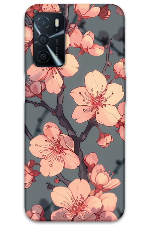 Oppo A55 Uyumlu Çiçek Desenli Telefon Kılıfı + Ekran Koruyucu - 5801