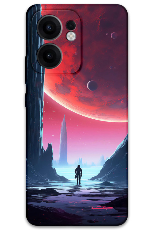 Oppo Reno 13F 5G Uyumlu Uzay Desenli Telefon Kılıfı + Ekran Koruyucu - 5860