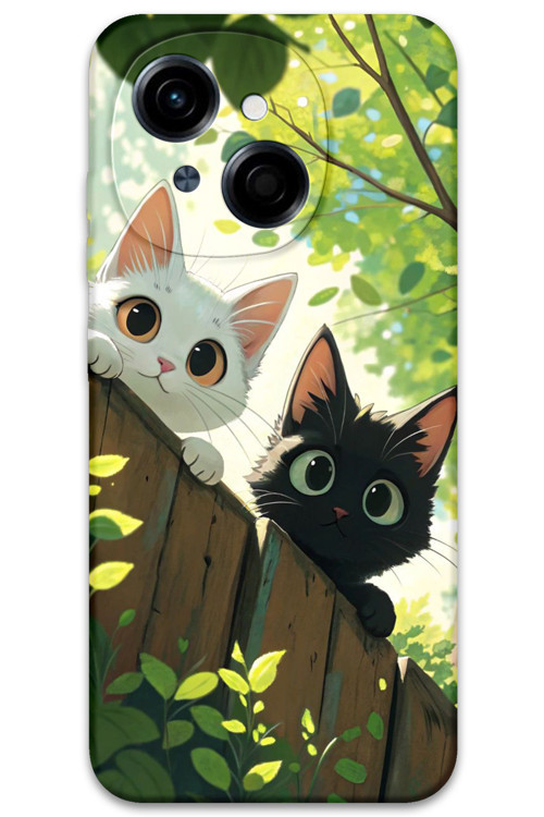 Tecno Spark Go 1 2025 Uyumlu Kedi Desenli Telefon Kılıfı + Ekran Koruyucu - 5785
