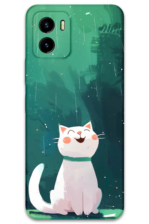 Vivo Y15S Uyumlu Kedi Desenli Telefon Kılıfı + Ekran Koruyucu - 5781